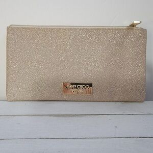 Jimmy Choo Parfums Gold Glitter Makeup Bag – Elegant Cosmetic Pouch